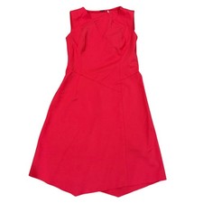 Elie Tahari Red Sleeveless V Neck Sheath Dress Size 6 Classic Staple Cocktail