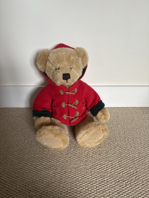 Harrods 2003 Weihnachten Teddybär mit Dufflecoat, guter Zustand, 