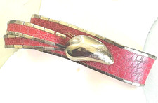 Vintage Art. 9356 Red Leather Belt Wide Woman M/L Boho Art Deco Retro Artsy