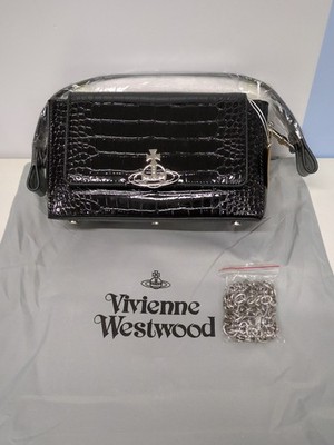 NWT Vivienne Westwood Hazel ② Shoulder Bag Black Crocodile