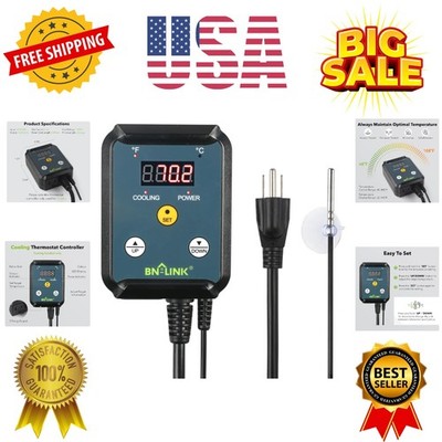 Digital Cooling Thermostat Controller, Temperature Controlled Outlet for Atti...