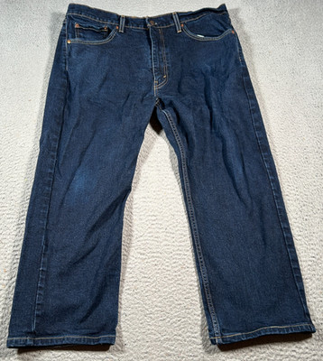 Levis 505 Jeans Mens 36 X 23 Blue Denim Logo Medium Wash Straight Leg Mid Rise