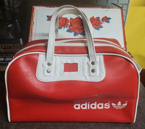 Vintage 1970s Adidas Sport Travel Handbag Red 14" Long , Excellent Condition