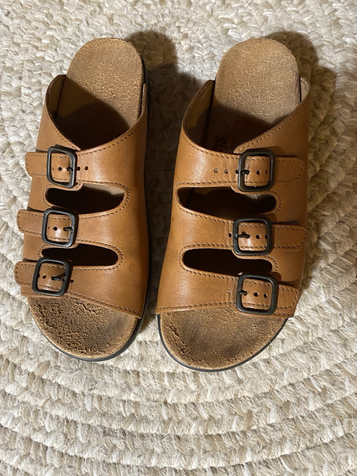 APL SAS Nubuck 3 Strap Fibbia Sandali Slip On Marrone Donna Taglia 8 N (Articolo#199)