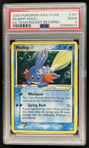 2004 Pokemon EX Team Rocket Returns Mudkip Star Gold Holo #107/109 PSA 2