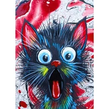 ACEO Original Pet Cat Kitten Animal Acrylic Mini Pop Art Hand Painting NEW OOAK