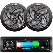 Pyle Bluetooth MP3 USB Player Stereo Radio + 2x 5.25" 180W 2-Way Black Speakers