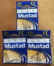 Lot Of 3. Mustad 3191 Carlisle Point Hooks. 10 Per Pack. Bronze. Size 12
