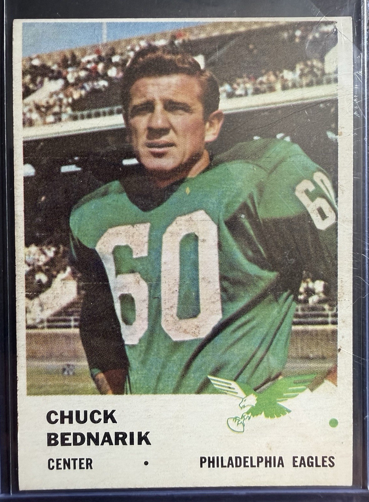Chuck Bednarik #55 Football Cards 1961 Fleer trading card — raw and PSA graded price guide