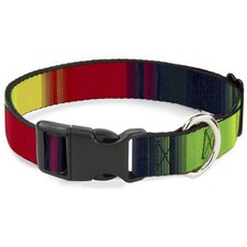 Plastic Clip Collar Zarape4 Vertical Rasta NARROW-Small 7-8.5"
