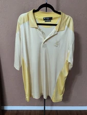 Links Tech TPC Saargrass Golf Polo Yellow Stripes Short Sleeve Sz XL