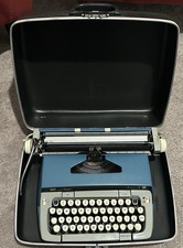 Smith-Corona Galaxie Twelve XII 12 Typewriter Blue w Case - Working **Read Desc* thumbnail