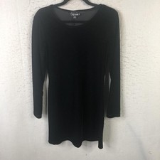 My Michelle Dress Womens Medium Black Velvet Long Sleeve Scoop Neck Mini Stretch
