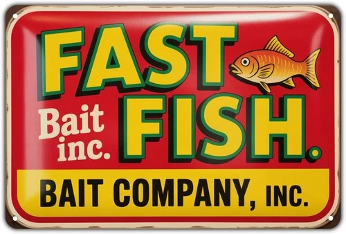 Bait & Fish Advertising Tin Metal Signs Home Décor Vintage Fast Fish Bait Compan