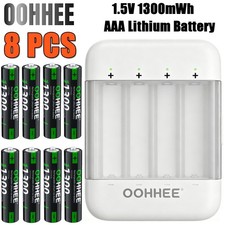 8PCS AAA 1300mWh 1.5V Rechargeable Lithium Battery with Thin Storage Charing Box