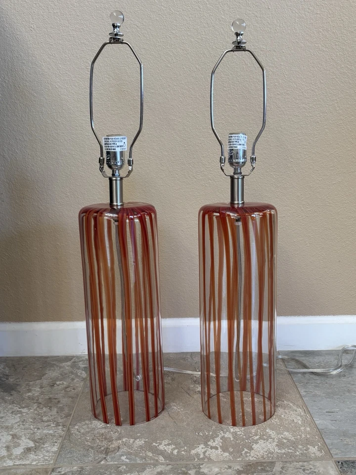 ПАРА артериальных домашних волнистых муранских стеклянных настольных ламп 28 дюймов - Изображение 3 из 4