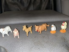 Lot of 6 Safari Farm Animals Pig, Brown Cow, Goat, Sheep Duck  Chicken PVC Toys