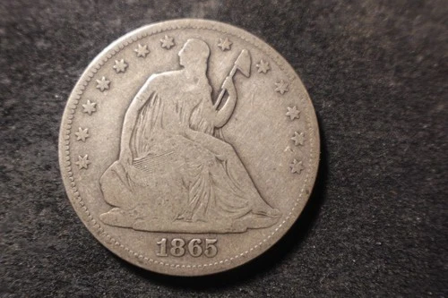 1865 VG Solid Seated Liberty Half Dollar Nice Looking Coin UTX