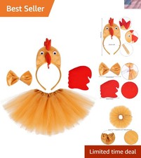 Chicken 3D Animal Costume 3D Chick Headband Bowtie Tail Tutu Set for Hallowee...