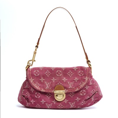 Louis Vuitton Schultertasche Sac Epaule LV Pleaty 2005 Pink Denim Monogram Canvas