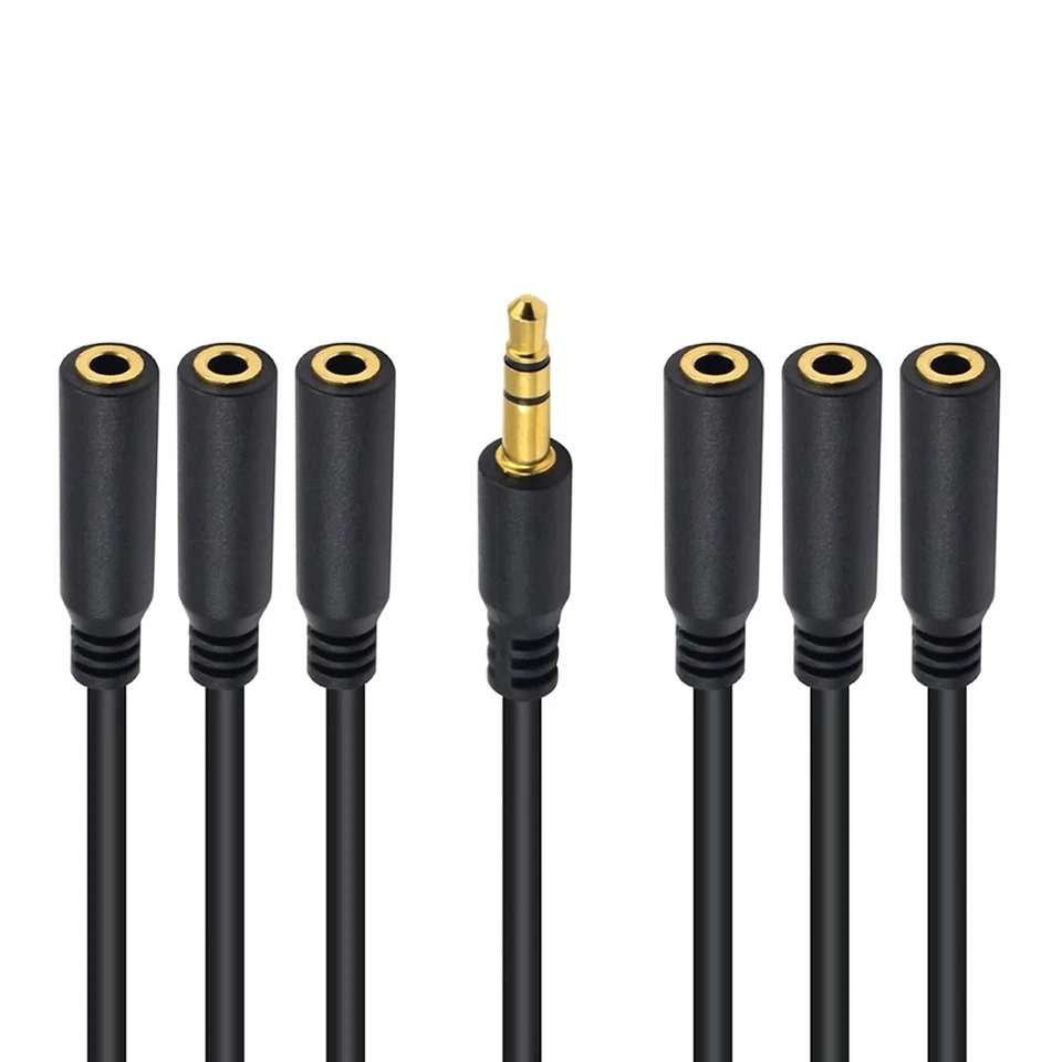 3.5mm TRS Male to 6-Port 3.5 Female Jack Headphone Splitter Cable Stereo4401 - Image 2 of 4
