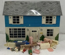Vtg 1960-70’s Marx Litho Tin Colonial Doll House With Furniture Etc.