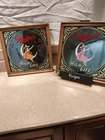 2 VINTAGE MILLER HIGH LIFE Girl on the Moon 19”x19” BEER MIRROR BAR SIGN 1980