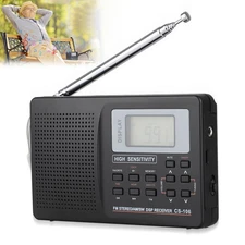 Portable 5 Band FM/AM/SW/LW/TV Radio Receiver Stereo Speaker Alarm w/ Headphone