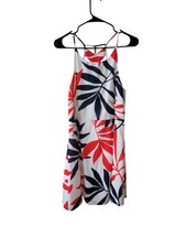 Esley Red Black White Leaf Print Spaghetti Sleeveless Dress Size Medium