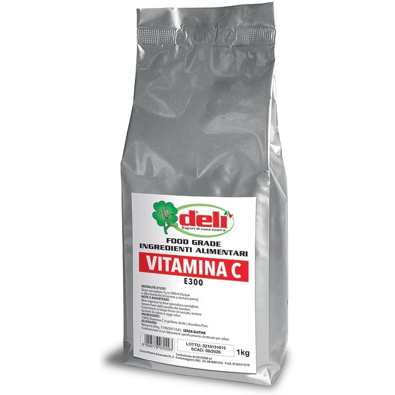 100% PURE ACIDO ASCORBICO PURO E300 CERTIFICATO FOOD SAFETY 1KG