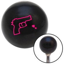 Pink Gun Outline W Bullet Holes Black Shift Knob W M16x1.5 Insert Shifter