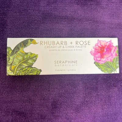 New Seraphine Botanicals   Rhubarb + Rose Creamy Lip & Cheek Palette 0.25 oz