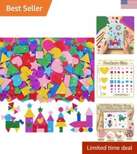 1000 Pcs Glitter Foam Stickers - Colorful Self-Adhesive Geometric Art Supplies