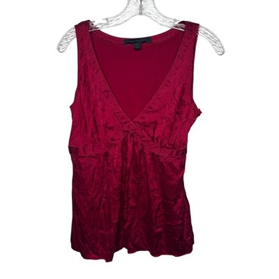 Express Design Studio Red Silk Blend Sleeveless Babydoll Top M Y2K 90s