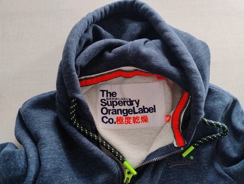 Superdry Hoodie Mens Full Zip Orange Label Hyper Pop Dark Blue 3D Logo 03NQ 190 - Picture 14 of 18