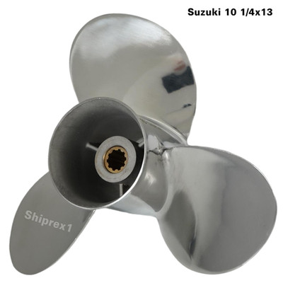 Stainless Steel Outboard Prop 10 1/4 x 13 For Suzuki 20-30HP 10 Spline Tooth