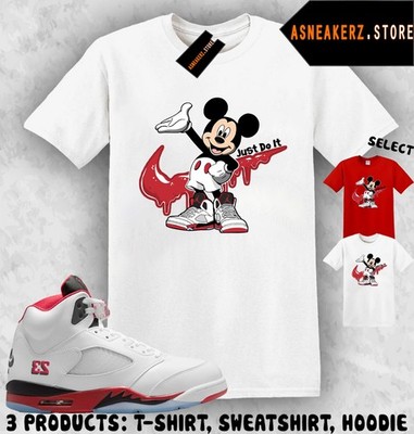 Shirt To Match AJ 5 OG Fire Red 2025 Sneaker Matching Tee Drip M Mouse T-Shirt