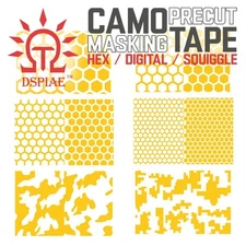 DSPIAE: Precut Camo Masking Tape - Hexagonal / Digital / Squiggle Camouflage
