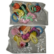 Lot Of 20 Childs Girls Fruit Themed Hair Ties Ponytail Holders