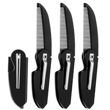 4Pcs Folding Mustache Comb - Mini Portable Beard Grooming for Men - Fine Teeth P