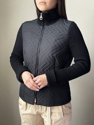 Salvatore Ferragamo Jacket Wool Nylon Black Zip Quilted Women's Size M