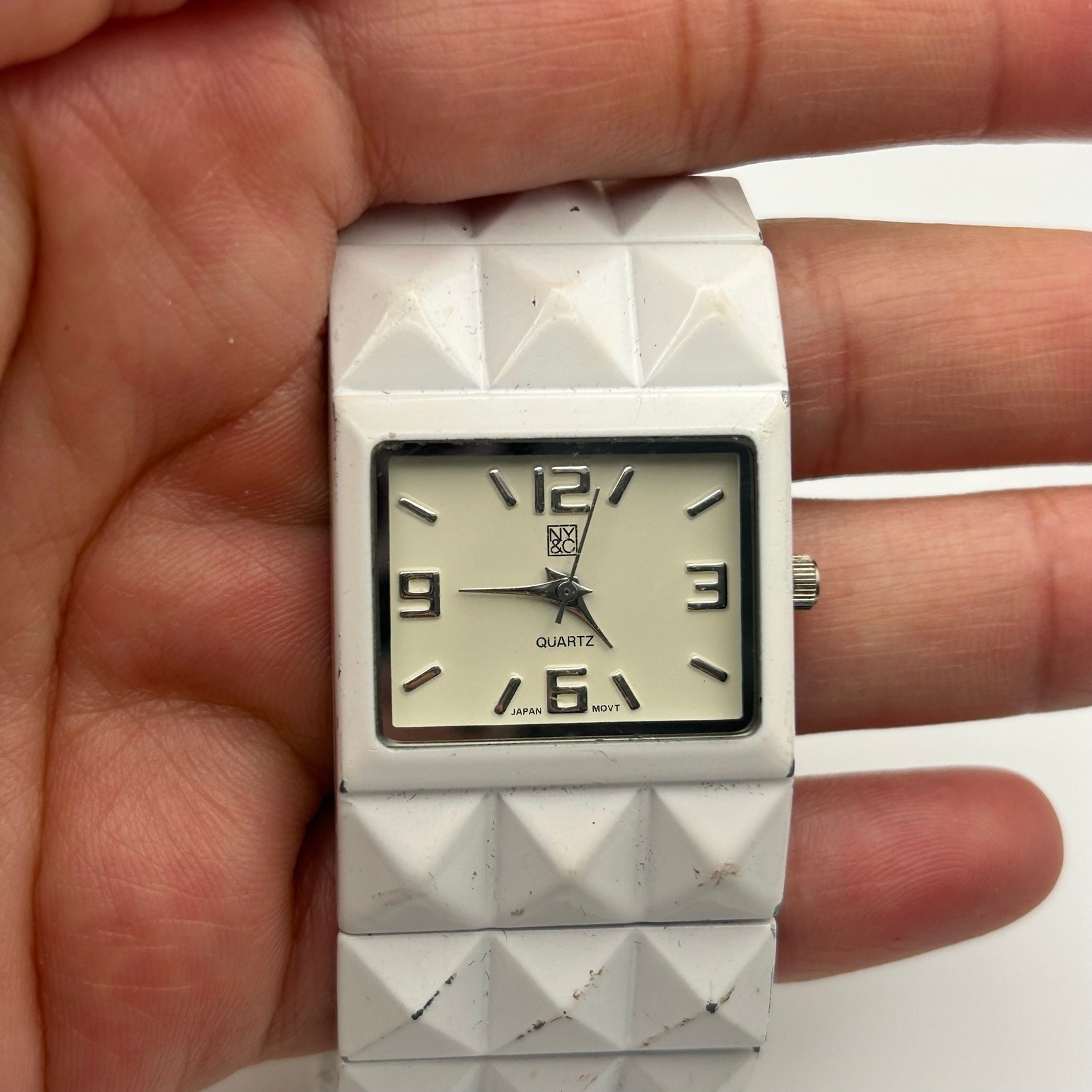 New York & Company White Studded Quartz Watch Working New Battery image 6
