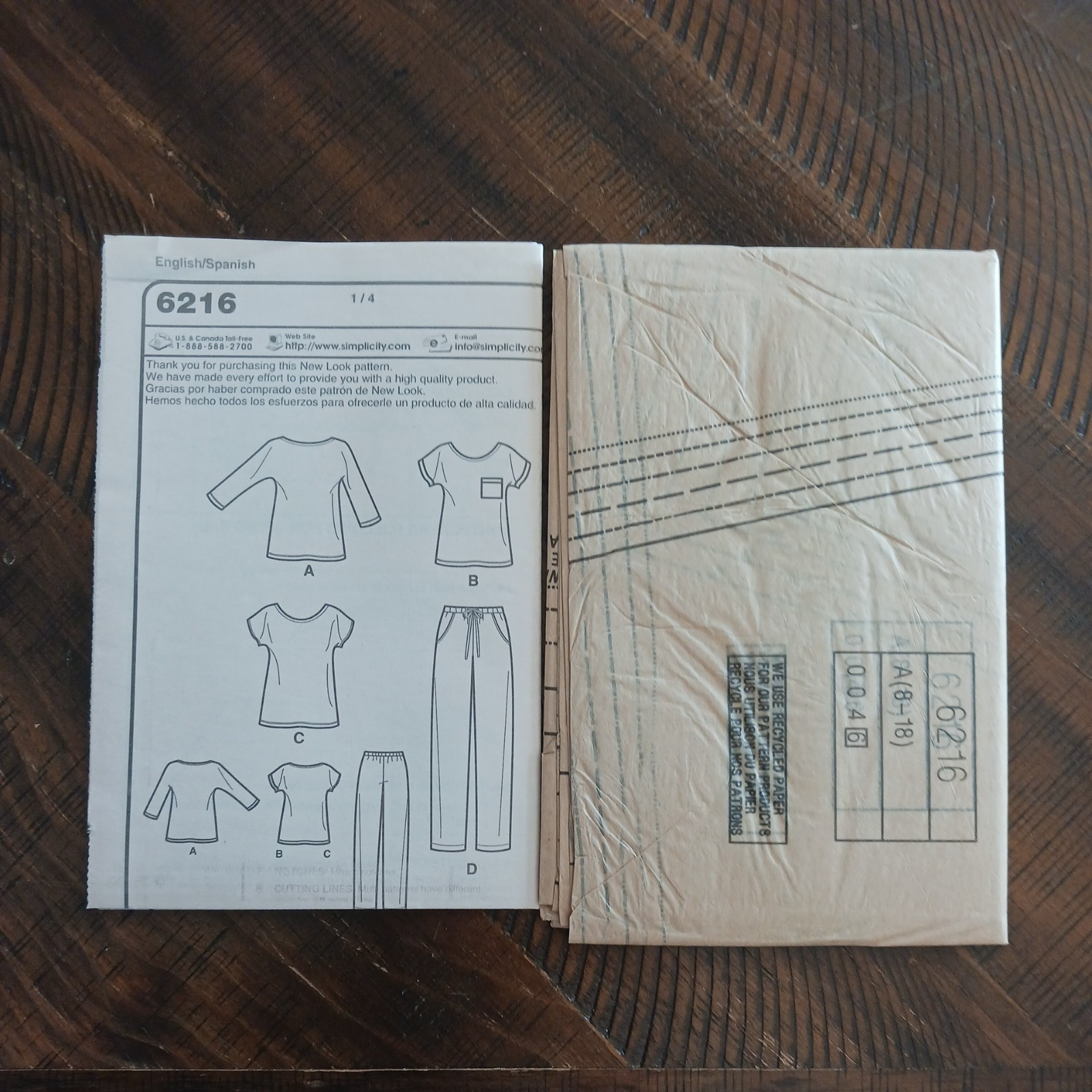 UNCUT New Look 6216 Size 8-18 Women's EASY Casual Tops & Pants Pattern ...