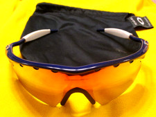 OAKLEY PRO M FRAME FIRE VENTED TEAM BLUE HYBRID IRIDIUM NO HINGE SUNGLASSES BAG