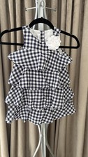 Janie Jack Gingham Tiered Ruffle Dress for Kids Size 4 100 Cotton NAVY BLUE