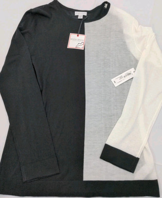 NWT Bisou Bisou Tunic Sweater Lightweight Color Block XL Black & Cream