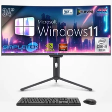 AIO Core I9 10th 34" Curved 4K 165Hz Gaming Win11 64GB 4TB GPU RTX4060 8GB