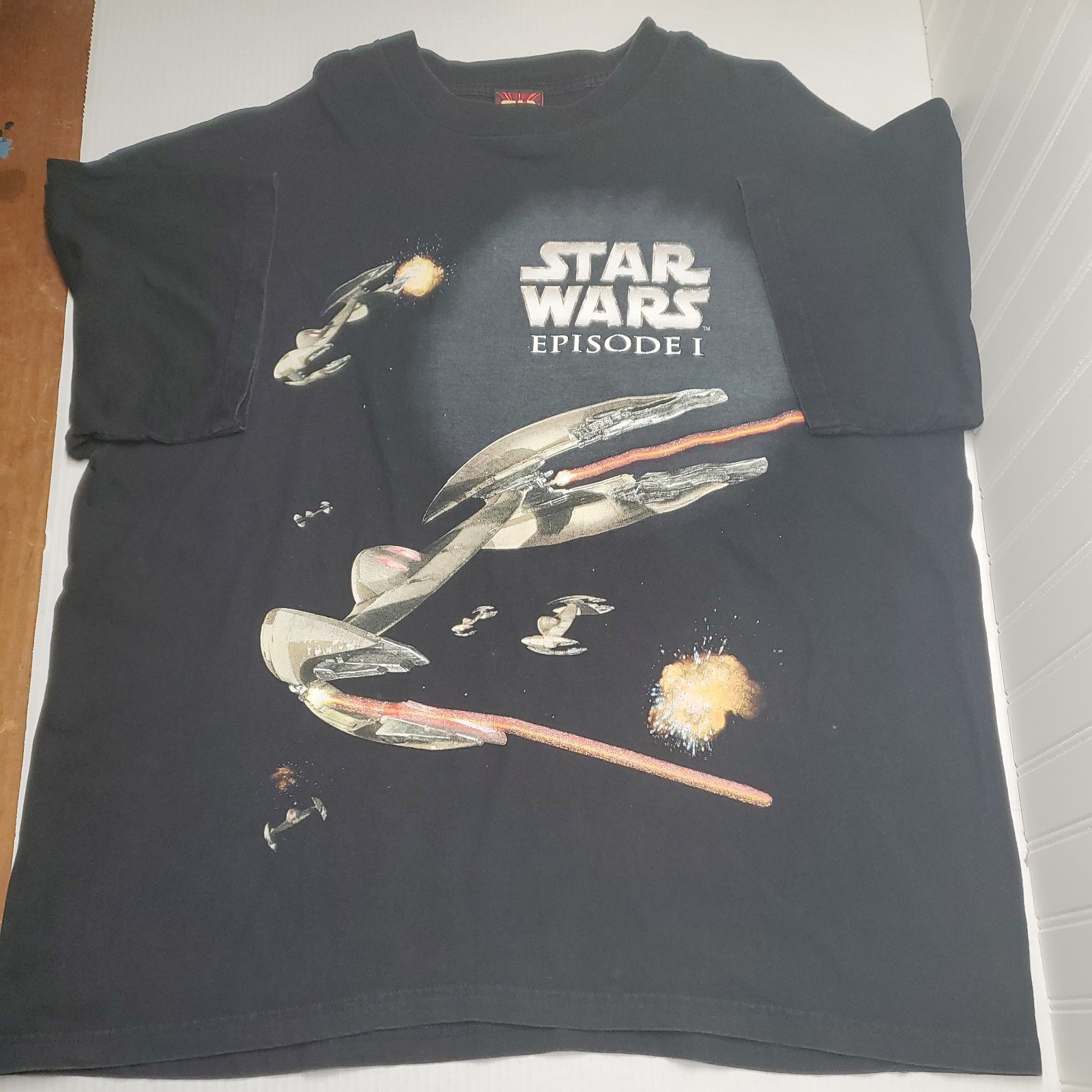 Vintage Star Wars Episode 1 Space Battle Black T-Shirt Size XL