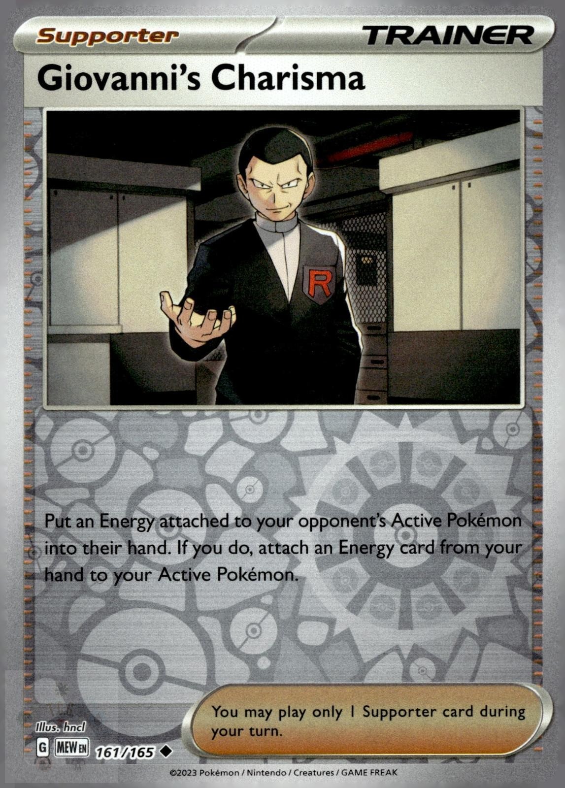 Giovanni's Charisma 161/165 Uncommon 151 Pokemon Reverse Holo NM/M