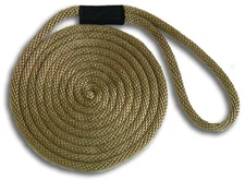 5/8" x 20' Jute/Gold Solid Braid Nylon Dock Lines - Made in USA